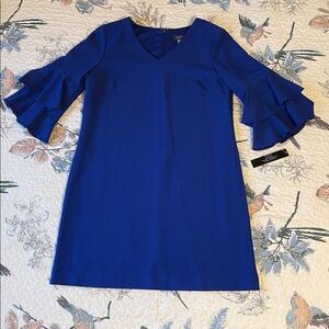 NWT Tahari V-Neck Royal Blue A-line Mini Dress